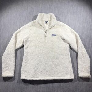 Patagonia Sweatshirt Womens Large White Sherpa Fleece 1/4 Zip Pullover Outdoor